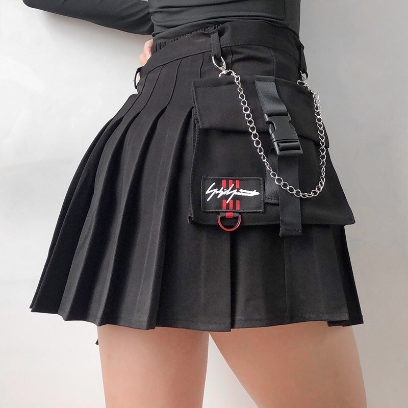 swvws - Irregular Pleated Chain Skirt