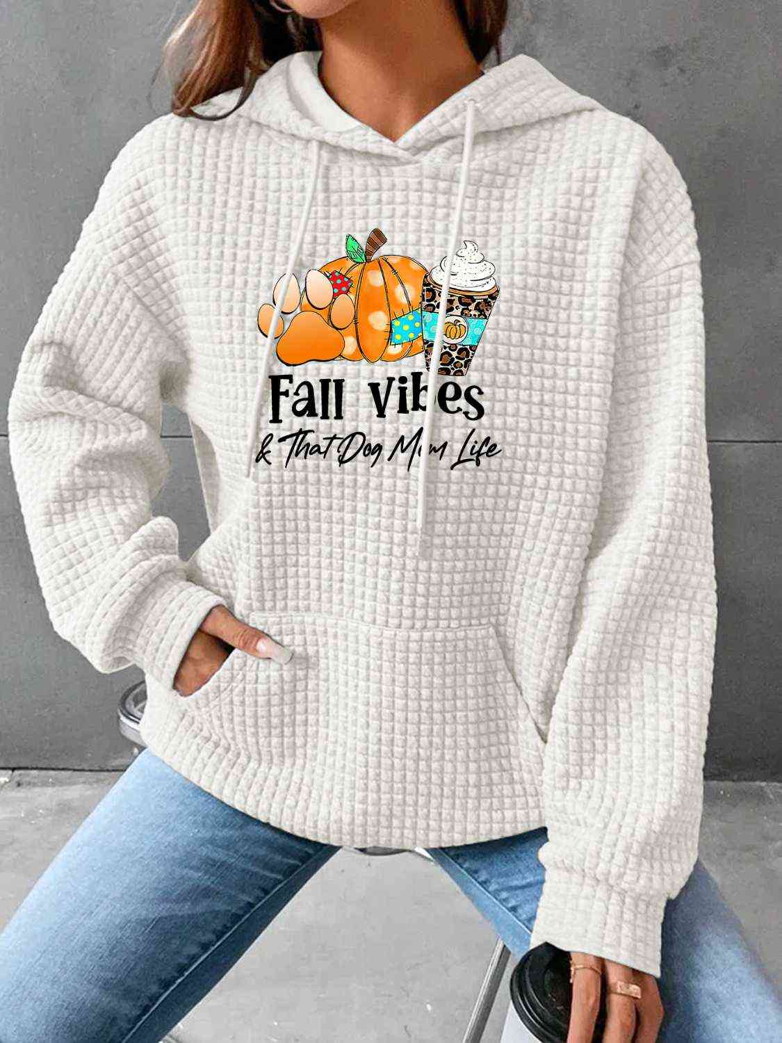 swvws FALL VIBES Graphic Hoodie with Front Pocket