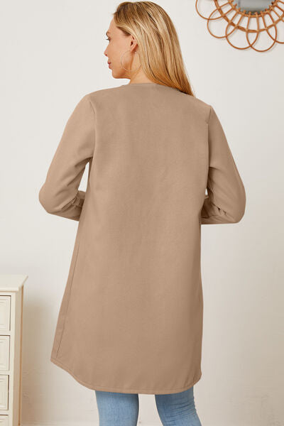 swvws Open Front Pocketed Long Sleeve Coat