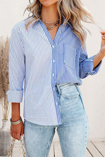 swvws Striped Button Up Long Sleeve Shirt