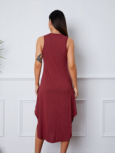 swvws V-Neck Sleeveless Curved Hem Dress