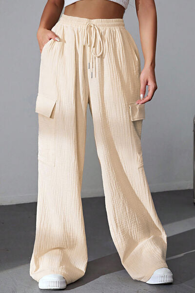 swvws Drawstring Pocketed Wide Leg Pants