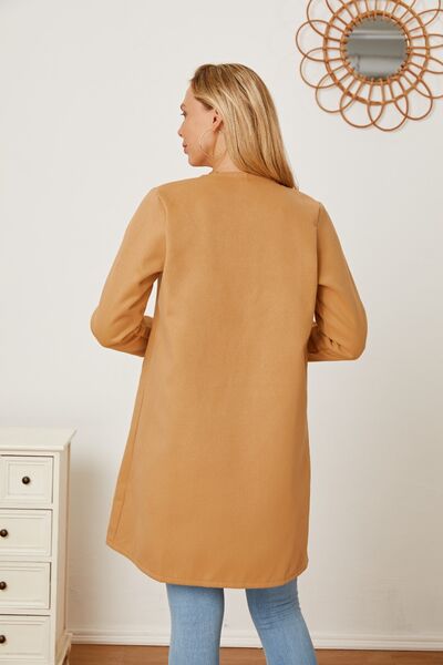 swvws Open Front Pocketed Long Sleeve Coat