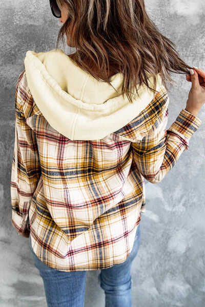 swvws Plaid Button Up Hooded Jacket