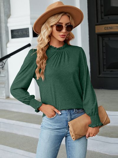 swvws Frill Mock Neck Long Sleeve Blouse