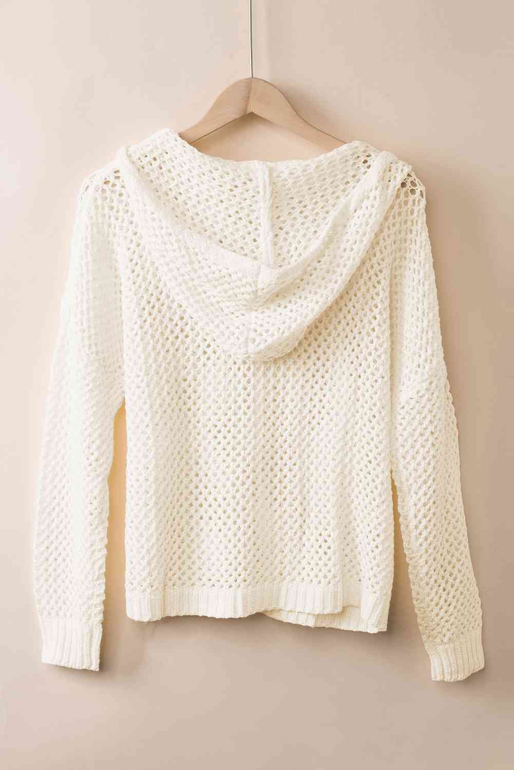 swvws Openwork Lace-Up Hooded Sweater