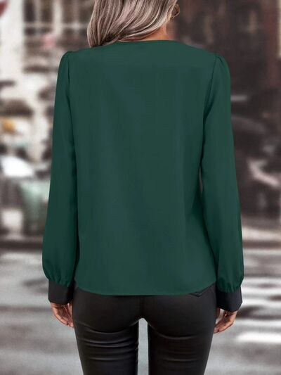 swvws Zip Up Long Sleeve Blouse