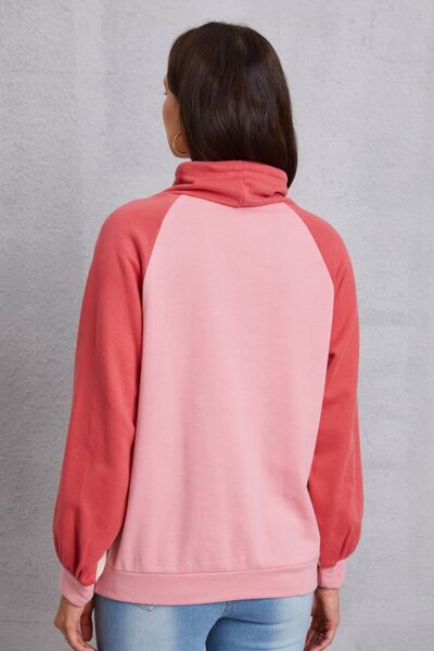 swvws Color Block Drawstring Mock Neck Sweatshirt