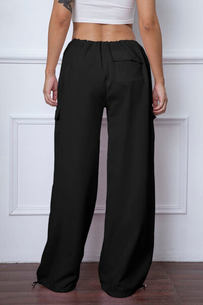 swvws Drawstring Waist Pants with Pockets