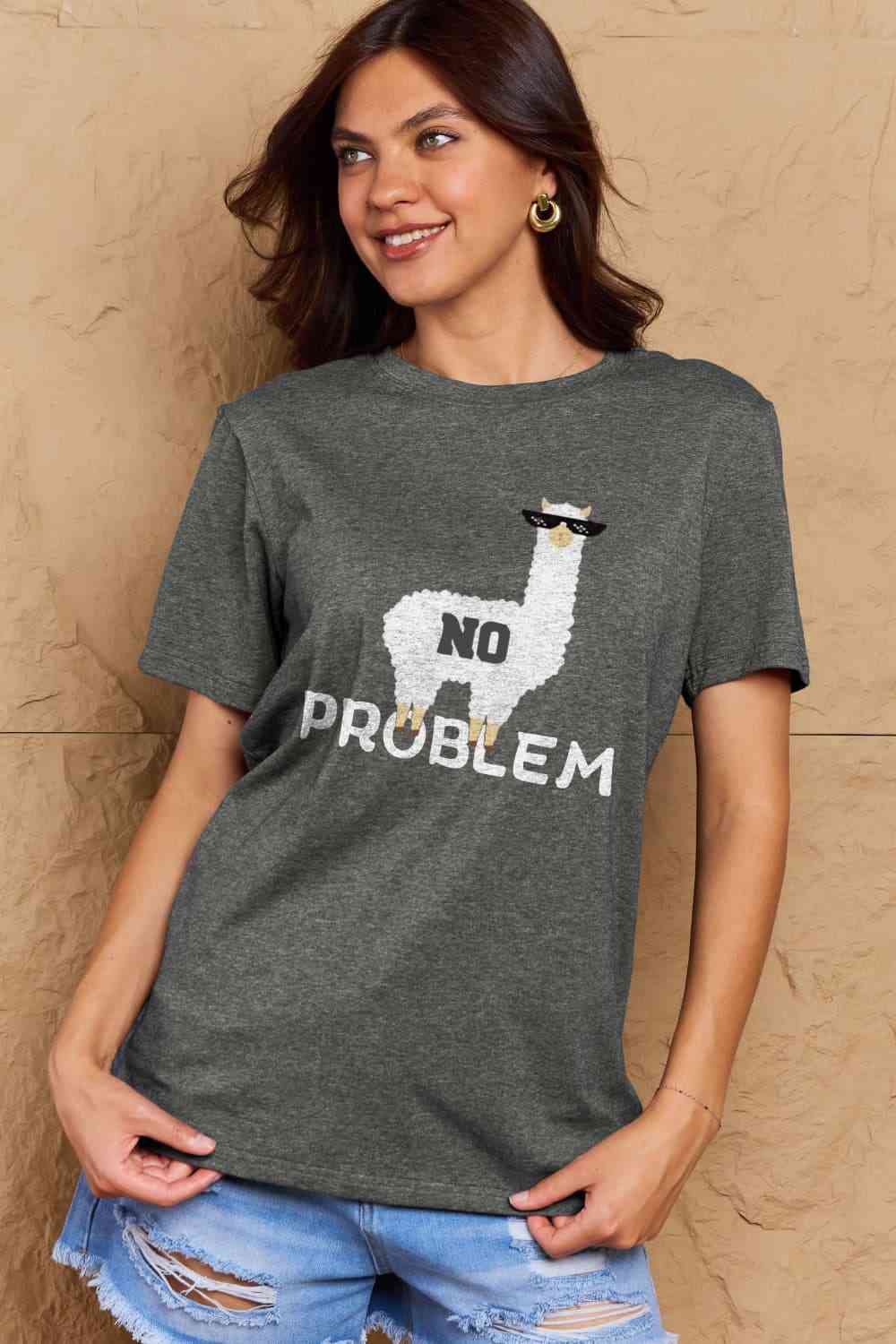 swvws Simply Love Full Size NO PROBLEM Graphic Cotton Tee