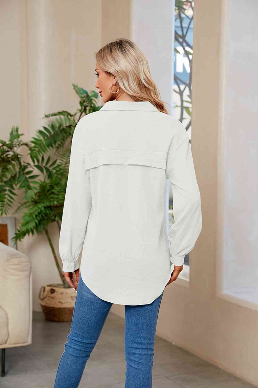 swvws Collared Neck Buttoned Long Sleeve Shirt