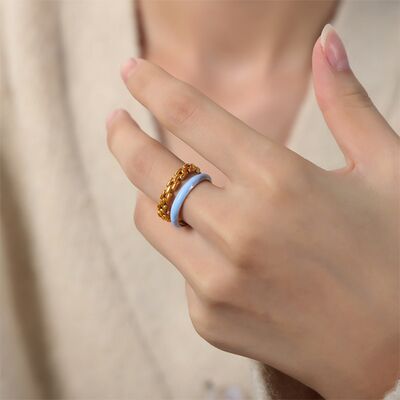 swvws Enamel 18K Gold-Plated Open Ring