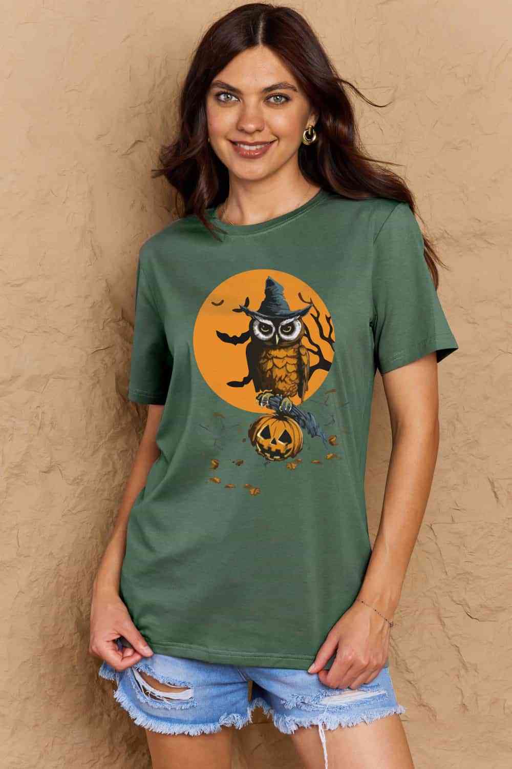 swvws Simply Love Full Size Holloween Theme Graphic Cotton T-Shirt