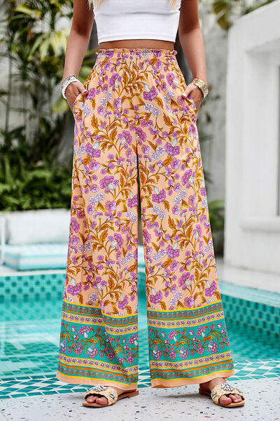 swvws Printed High Waist Wide Leg Pants