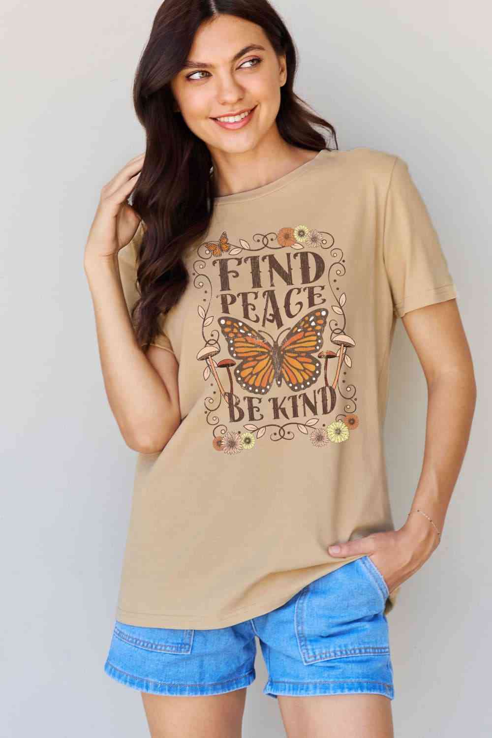 swvws Simply Love Full Size FIND PEACE BE KIND Graphic Cotton T-Shirt