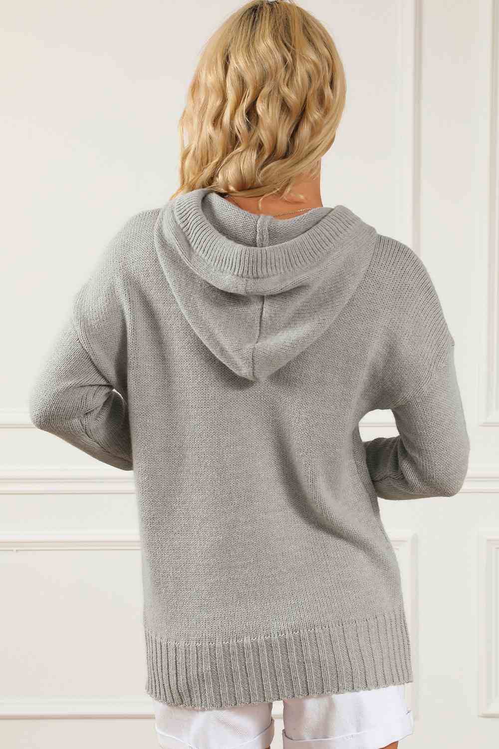 swvws Drawstring Hooded Sweater with Pocket