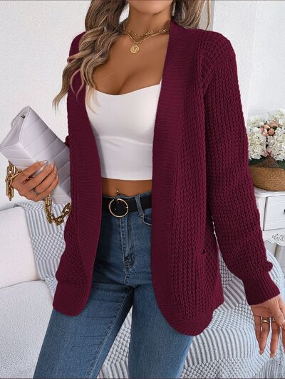 swvws Open Front Long Sleeve Cardigan with Pockets