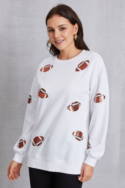 swvws Football Sequin Patch Long Sleeve Sweatshirt