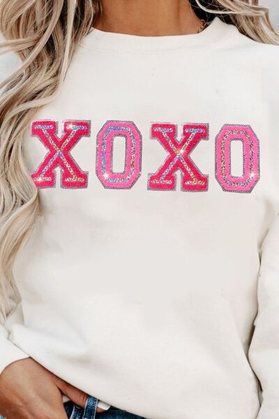 swvws XOXO Round Neck Long Sleeve Sweatshirt