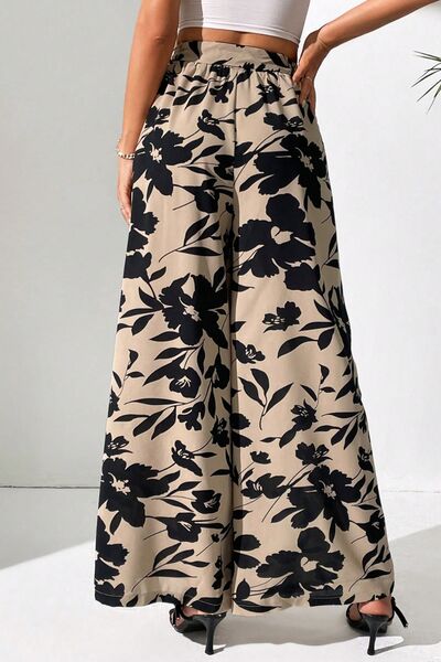 swvws Printed Tied Wide Leg Pants