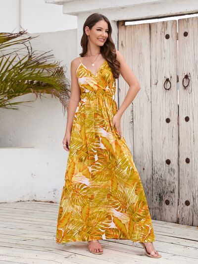 swvws Printed Surplice Spaghetti Strap Dress