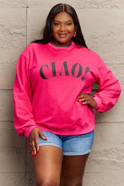 swvws Simply Love Full Size CIAO���Round Neck Sweatshirt