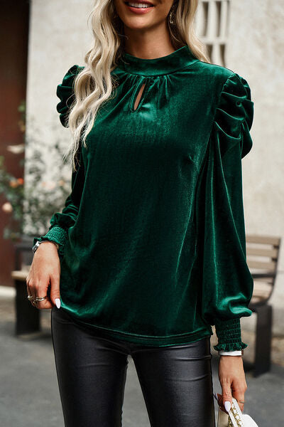 swvws Mock Neck Puff Sleeve Blouse