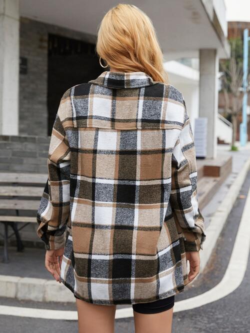 swvws Plaid Buttoned Collared Neck Shirt