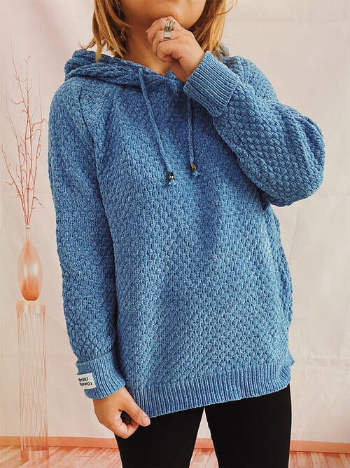 swvws Drawstring Long Sleeve  Hooded Sweater