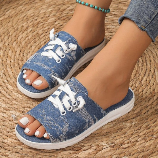 swvws - Deep Blue Casual Patchwork Round Comfortable Shoes