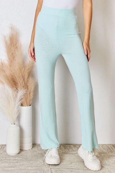 swvws RISEN Full Size High Waist Ultra Soft Knit Flare Pants