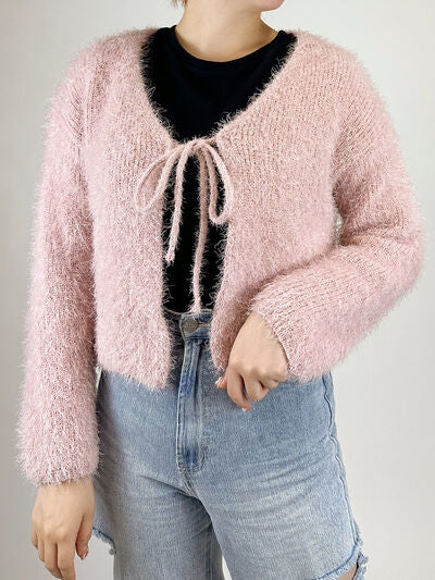 swvws Tied Open Front Dropped Shoulder Cardigan