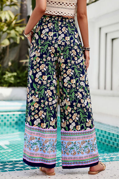 swvws Printed High Waist Wide Leg Pants