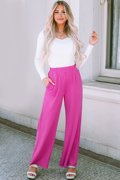 swvws Elastic Waist Pants with Pockets