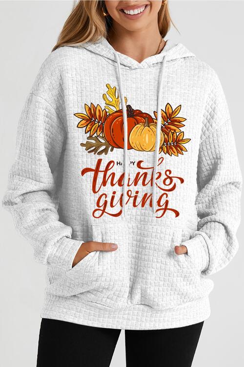 swvws HAPPY THANKSGIVING Drawstring Graphic Hoodie