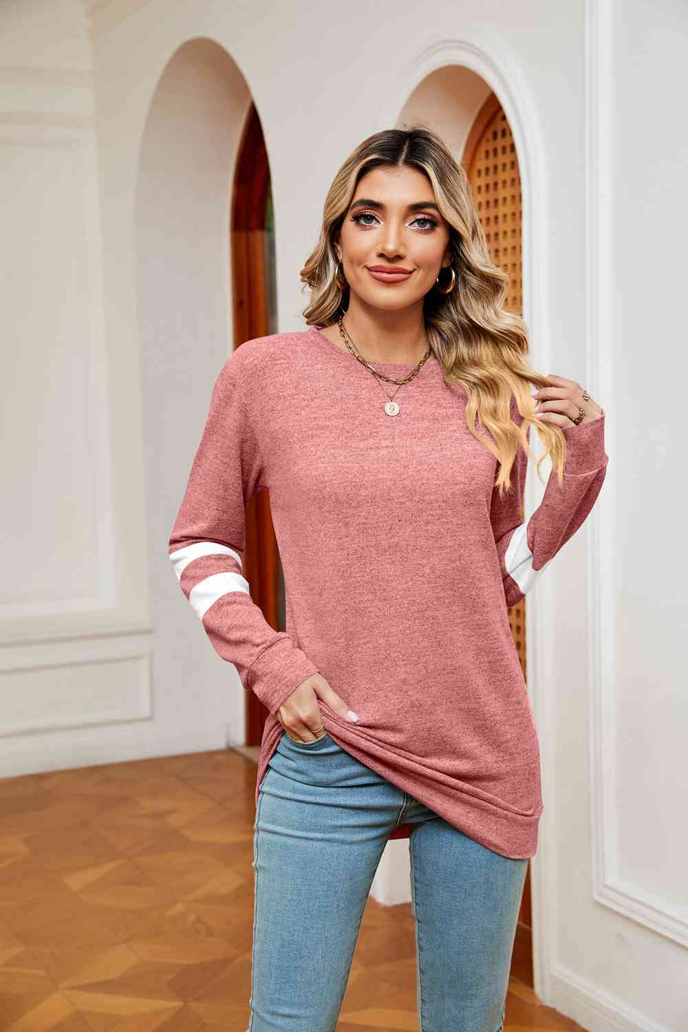 swvws Round Neck Long Sleeve Top