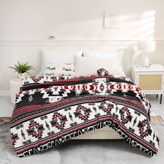 1pc Boho Pattern Blanket, 200GSM Bohemian Ethnic Style Flannel Blanket For All Season, Soft Warm Throw Blanket Nap Blanket For Couch Sofa Office Bed Office Camping Travelling Home Decor