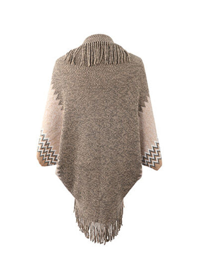 swvws Geometric Fringe Open Front Cardigan