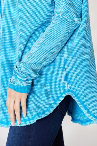 swvws Zenana Oversized Waffle Long Sleeve Top