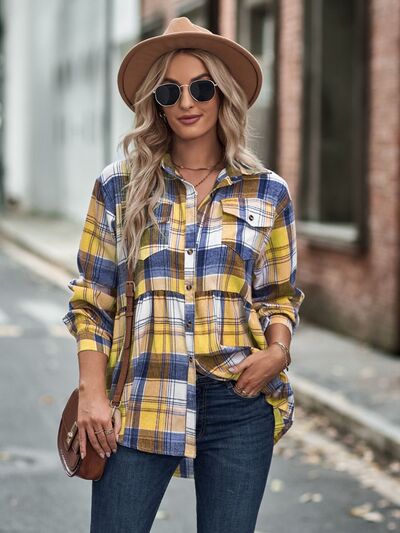 swvws Plaid Button Up Dropped Shoulder Shirt