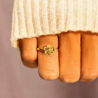 swvws Rose Shape 18K Gold-Plated Ring