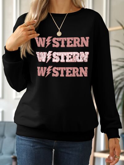 swvws WESTERN Round Neck Dropped Shoulder Sweatshirt