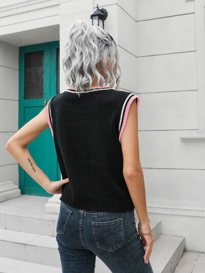 swvws Geometric V-Neck Sweater Vest