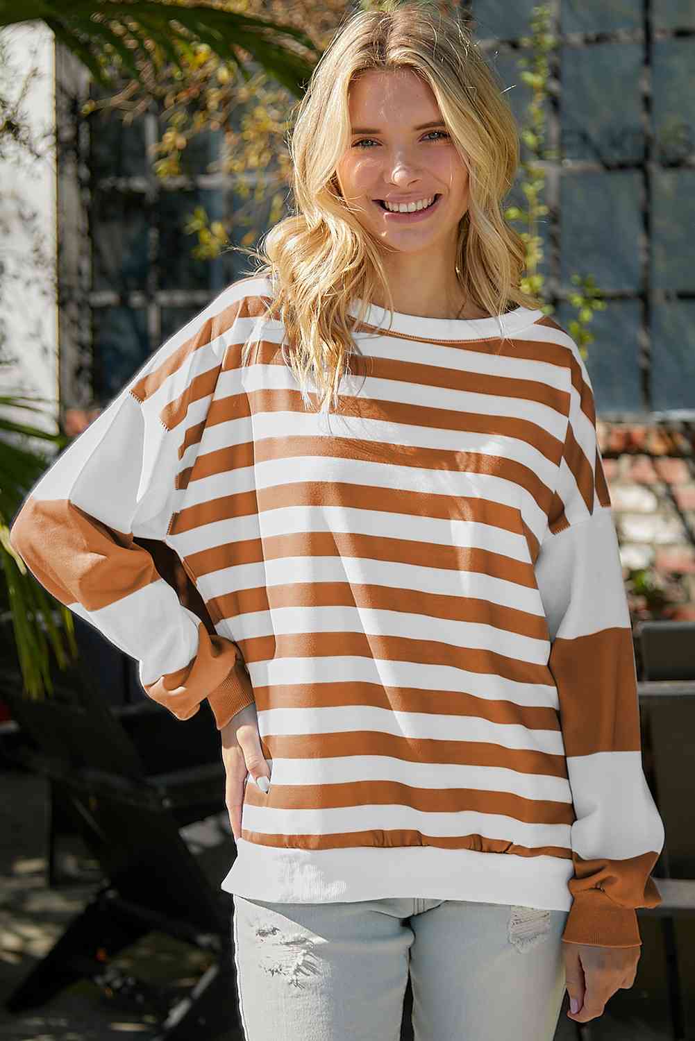 swvws Striped Dropped Shoulder Sweatshirt