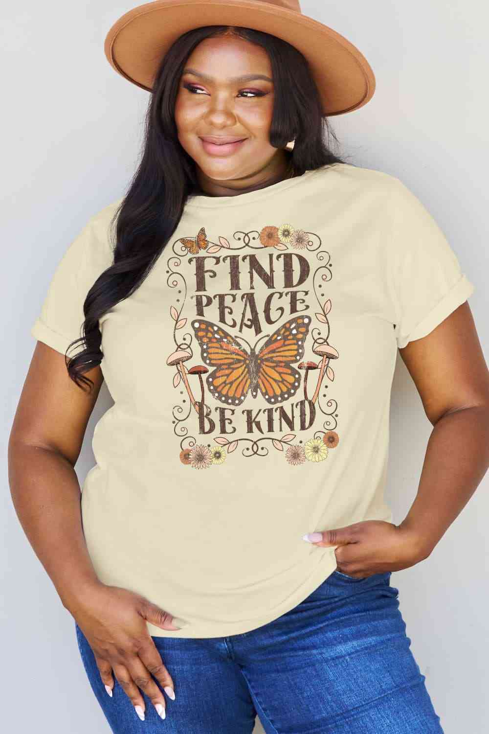 swvws Simply Love Full Size FIND PEACE BE KIND Graphic Cotton T-Shirt