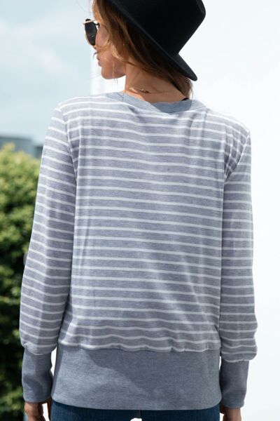 swvws Striped Snap Down Long Sleeve Cardigan