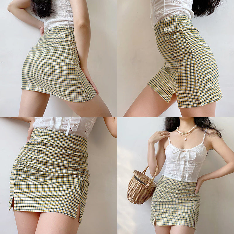 swvws - Olive Check Mini Skirt