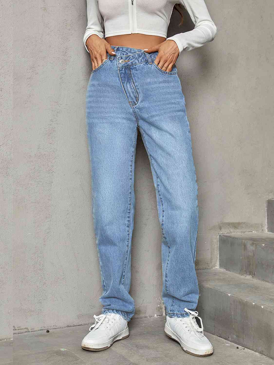 swvws Asymmetrical Straight Leg Jeans