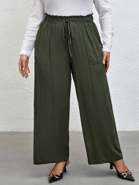 swvws Plus Size Tied Wide Leg Pants