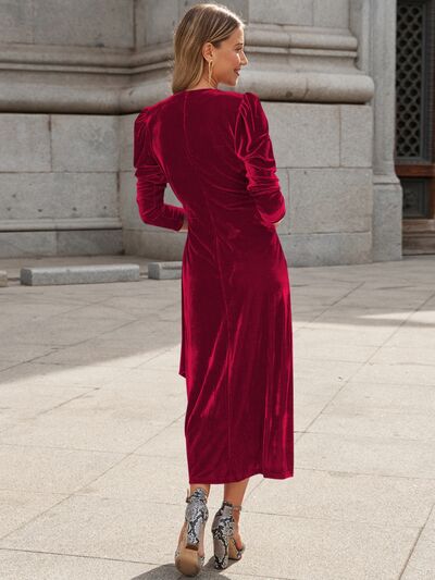 swvws Surplice Puff Sleeve Midi Dress